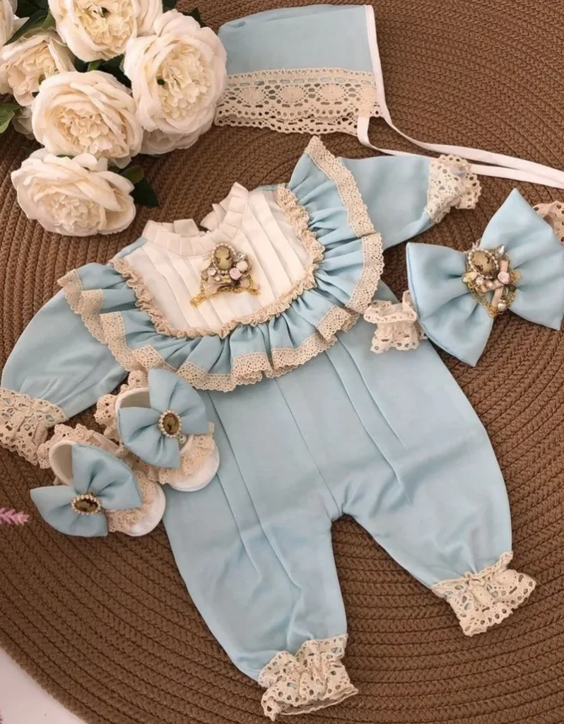 Powder Blue Lace Christening Set