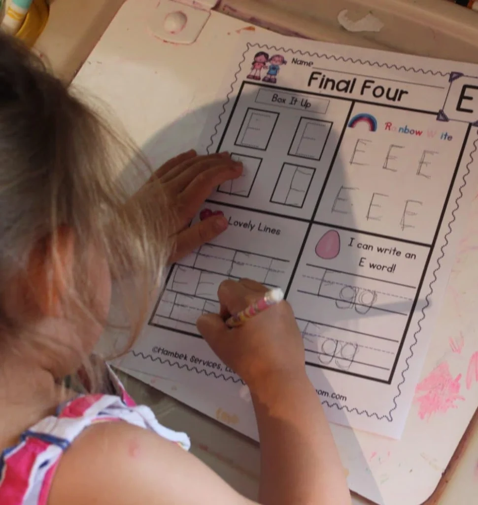 Practicing Letter E Worksheet at Home