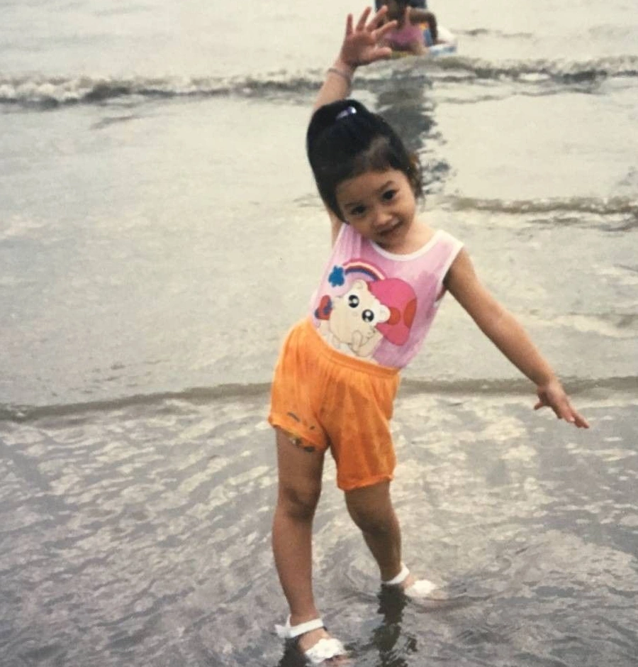 Print Tank With Orange Swim Shorts