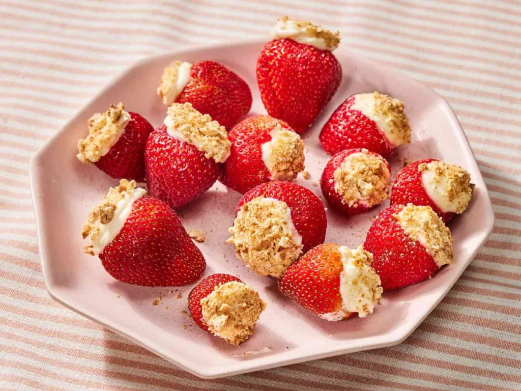 Protein Cheesecake Stuffed Strawberries
