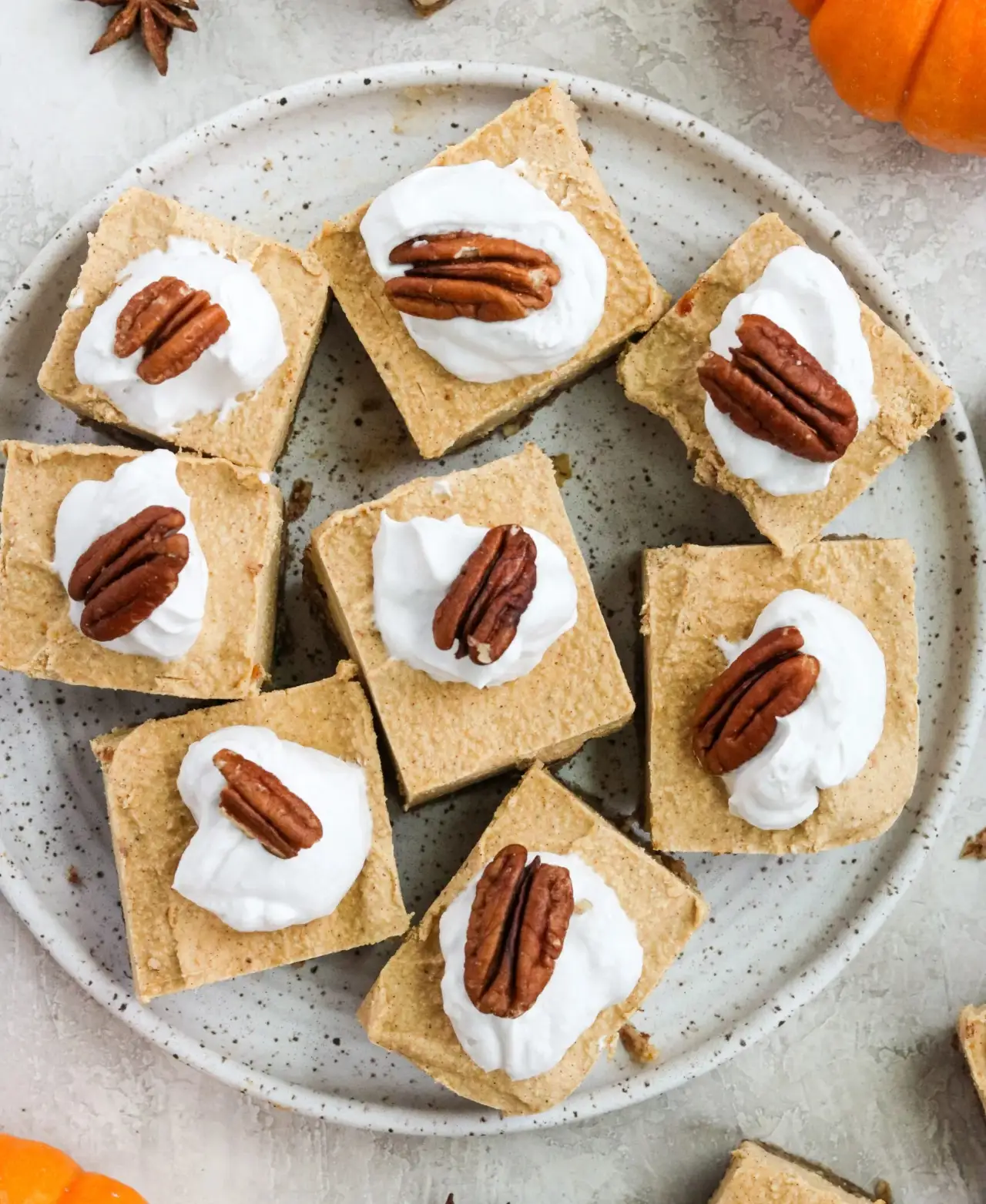 Pumpkin Cheesecake Bars with Pecan Almond Crust