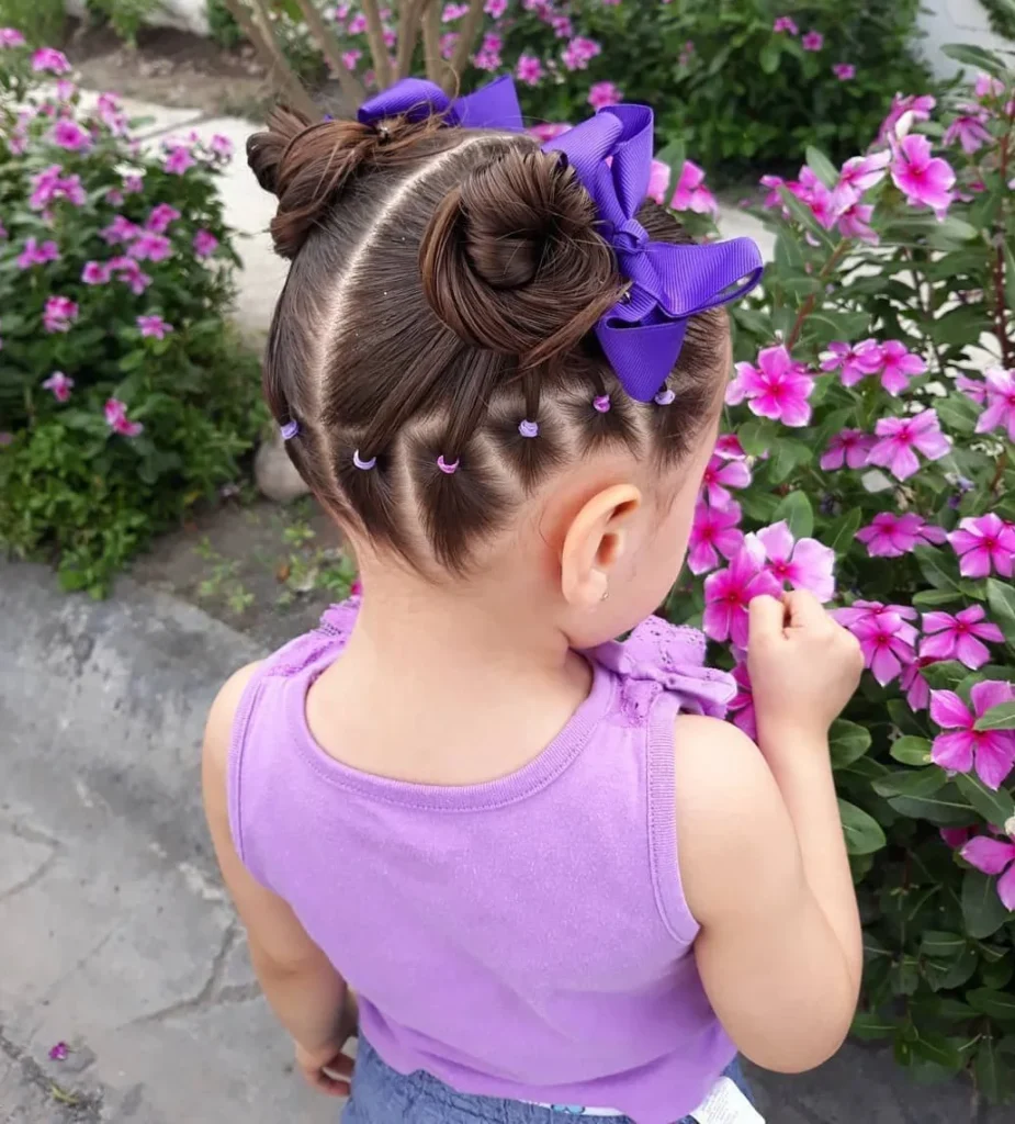 Purple Bow Double Buns