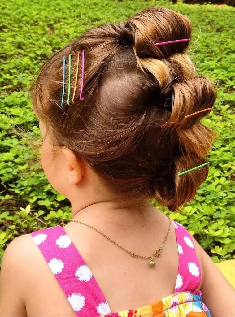 Rainbow Bobby Pin Twisted Updo