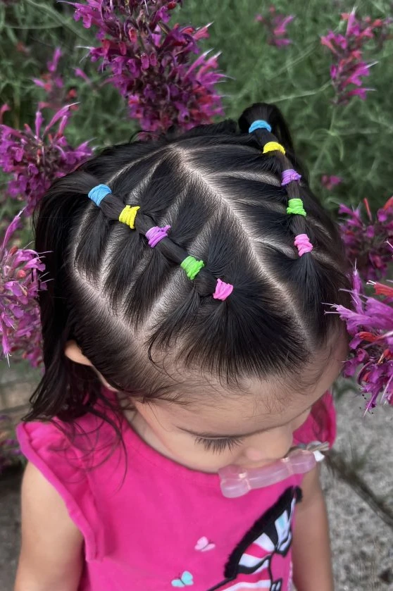 Rainbow Elastic Mini Ponytails