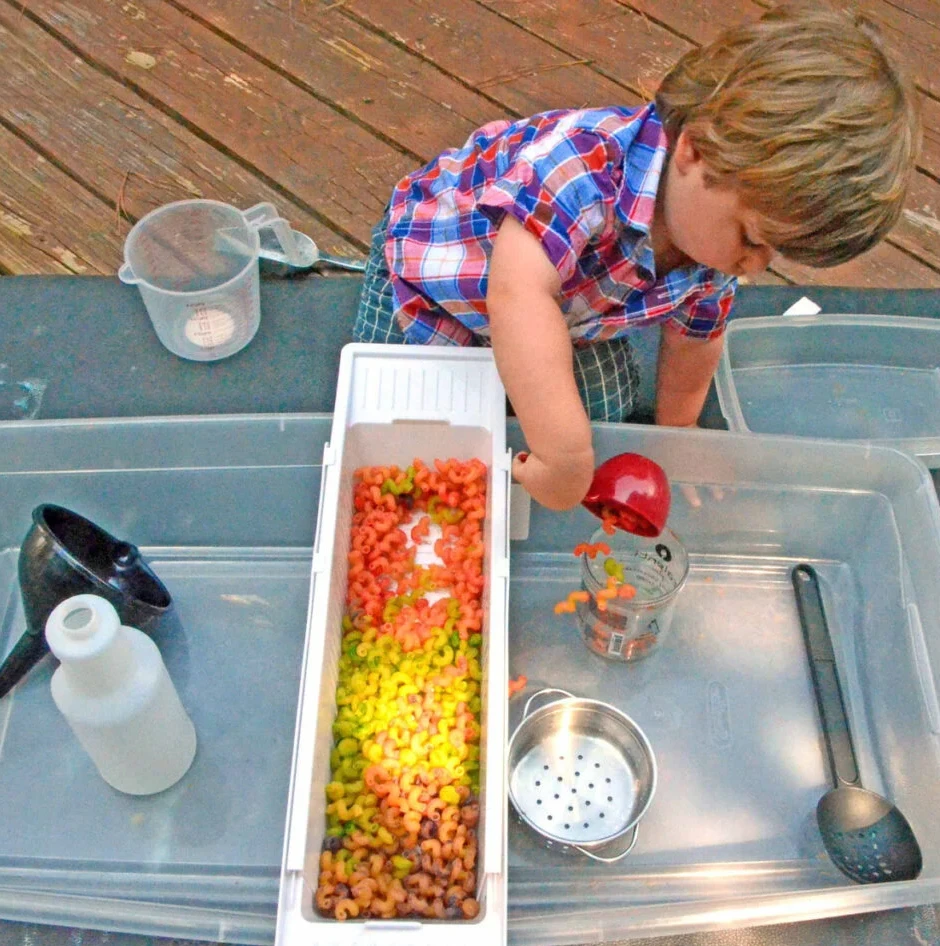 Rainbow Pasta Water Play