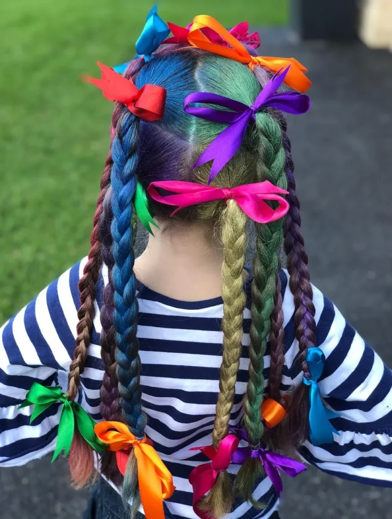 Rainbow Ribbon Braids