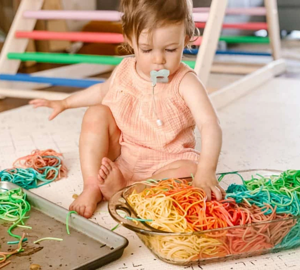 Rainbow Spaghetti Sensory Play