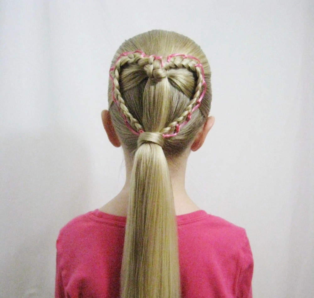Ribbon-Laced Heart Braid Pony