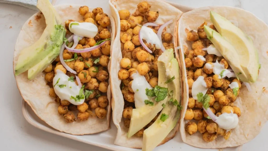 Roasted Chickpea Tacos with Tahini
