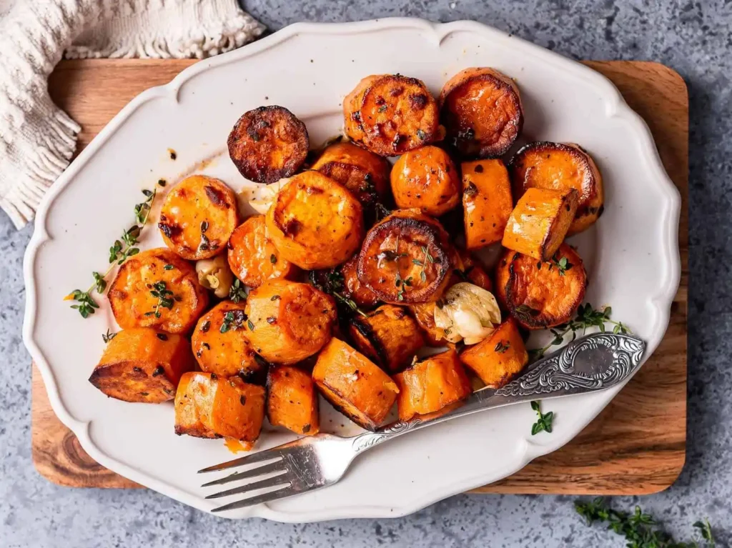 Roasted Garlic Melting Sweet Potatoes