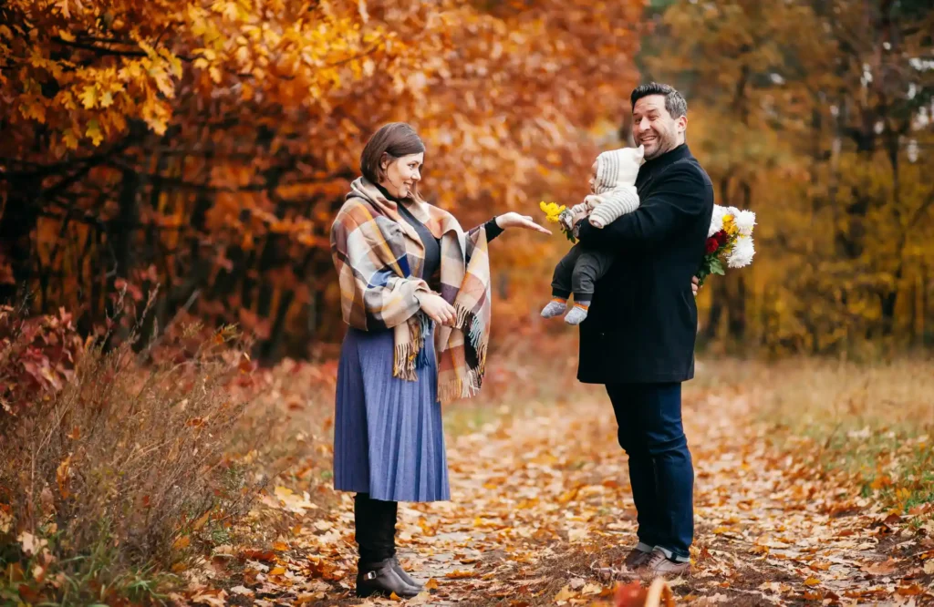 Romantic fall Family Session with Baby