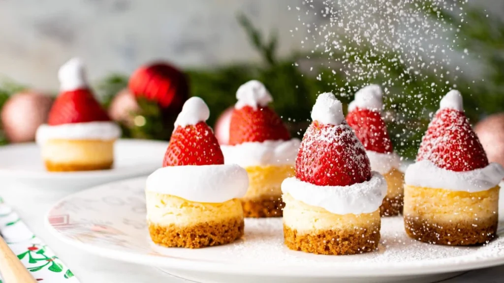 Santa Hat Cheesecake Bites