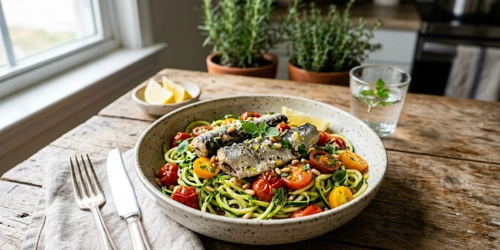 Sardine and Tomato Zucchini Bowl