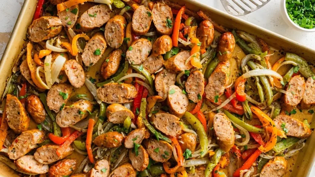 Sausage and Pepper Sheet Pan Bake