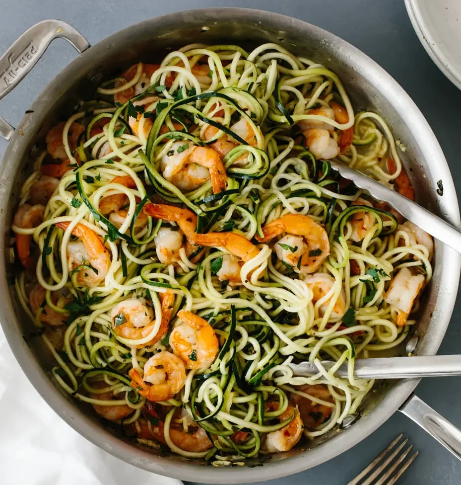Shrimp and Guacamole Zucchini Noodles