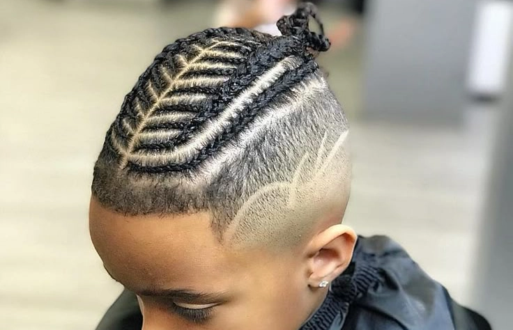 Side-Fade Cornrows with Top Knot