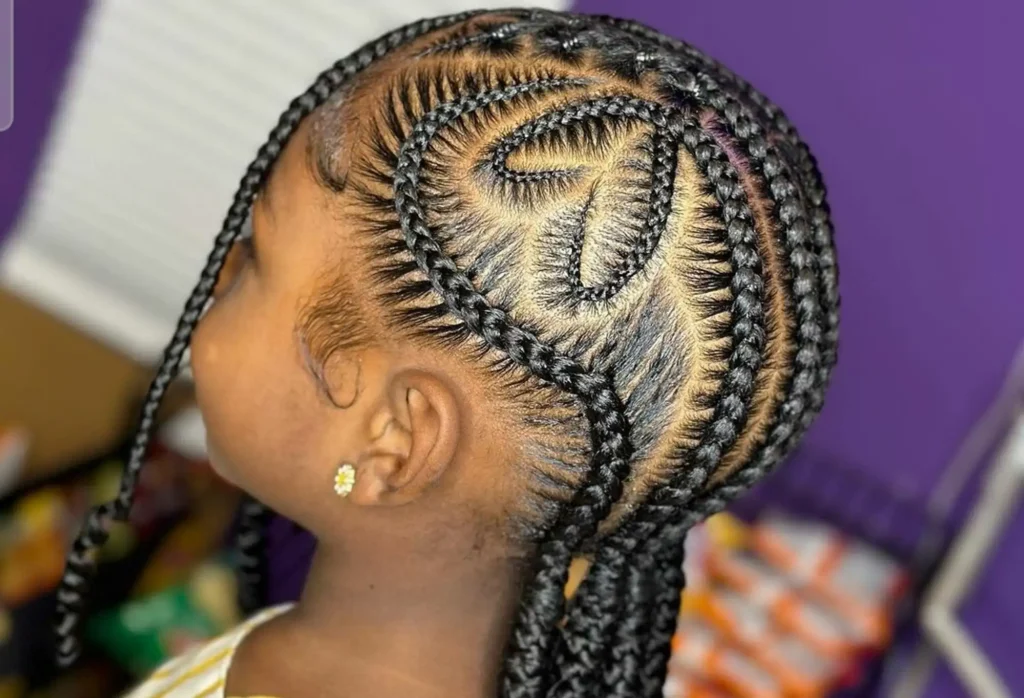 Side Heart Cornrow Pattern with Braids