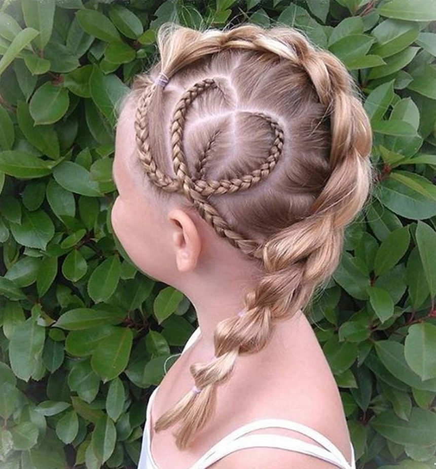 Side Heart Cornrow with Mini Braids