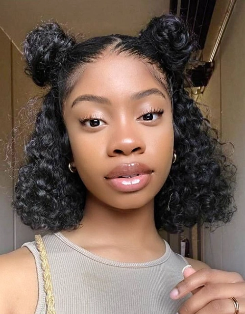 Sleek Curly Space Buns