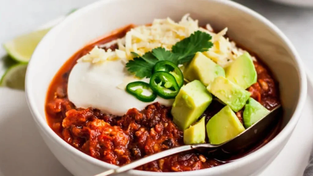 Slow Cooker Black Bean Quinoa Pumpkin Chicken Chili