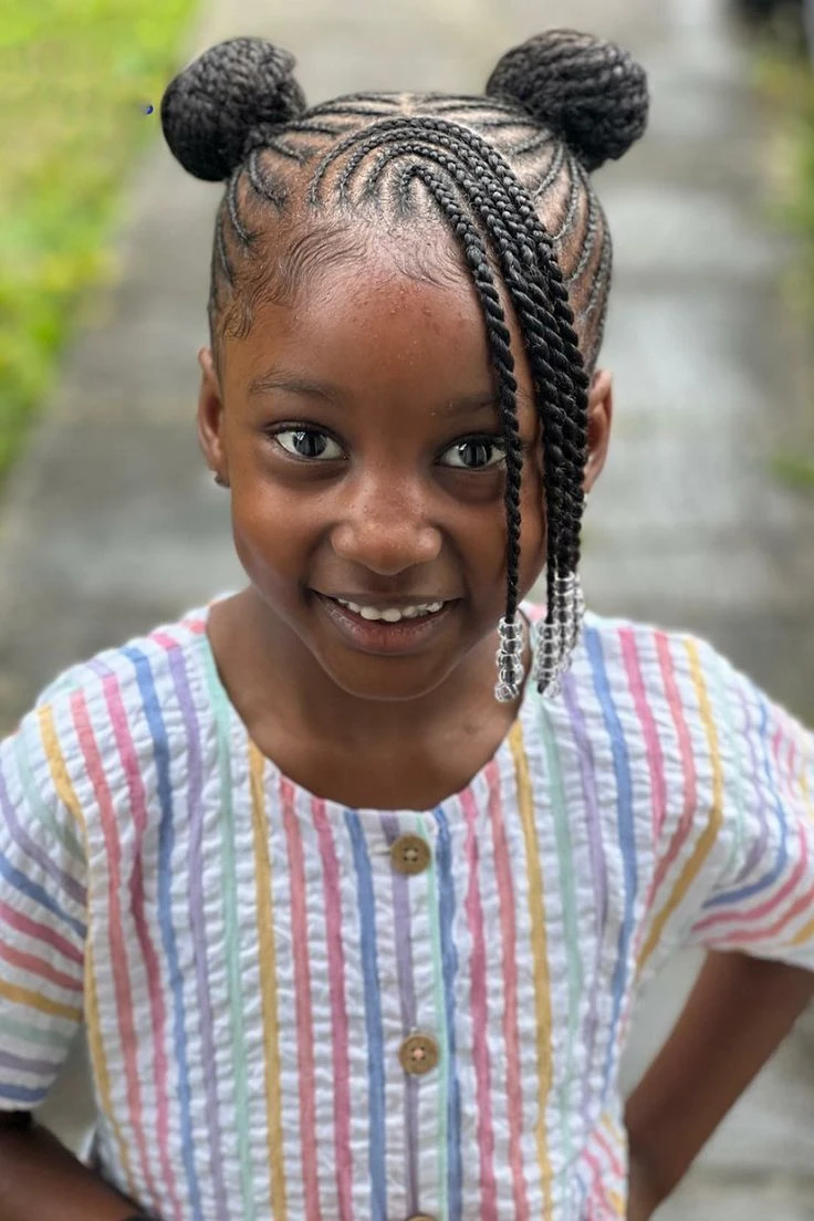 Space Buns with Cornrow Base