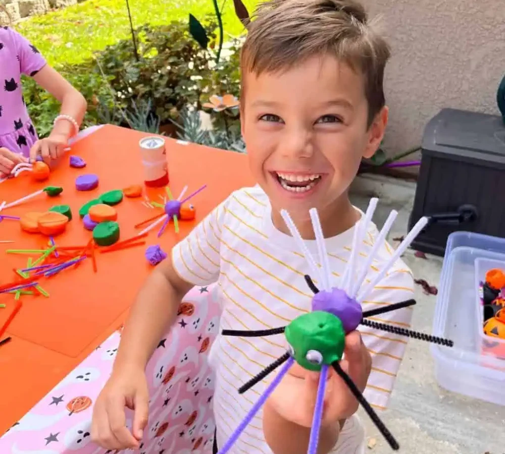 Spider Craft with Playdough and Straws