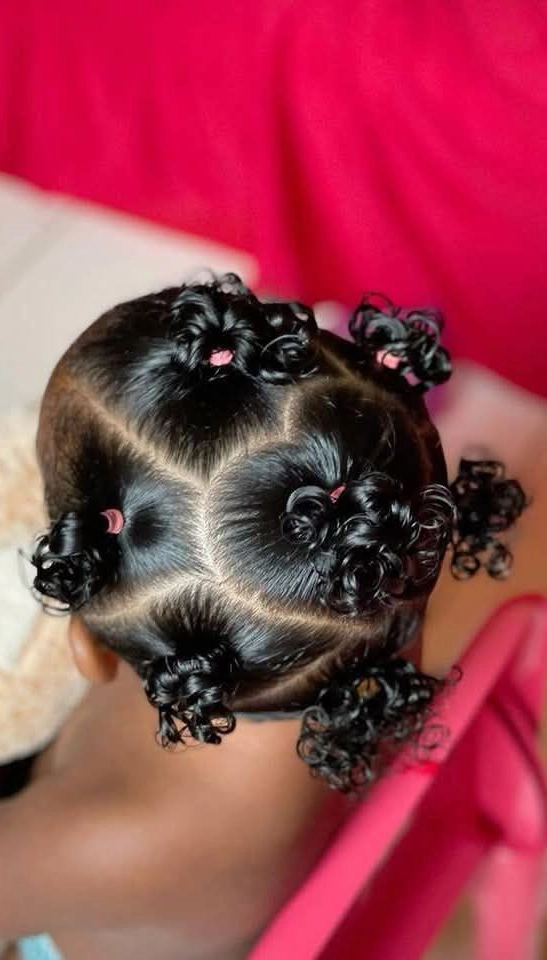 Spiral Curl Sectioned Ponytails
