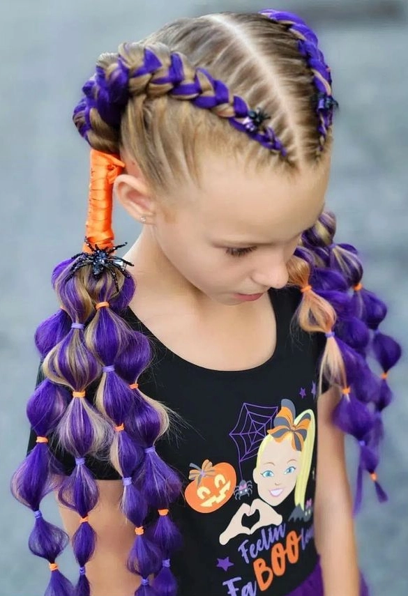Spooky Purple Ribbon Braids
