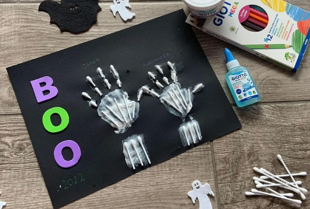 Spooky Skeleton Handprint Art
