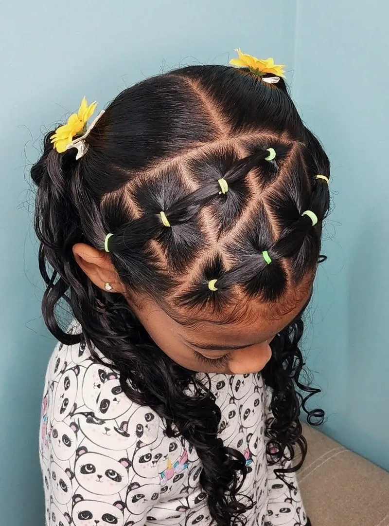 Starburst pattern ponytails