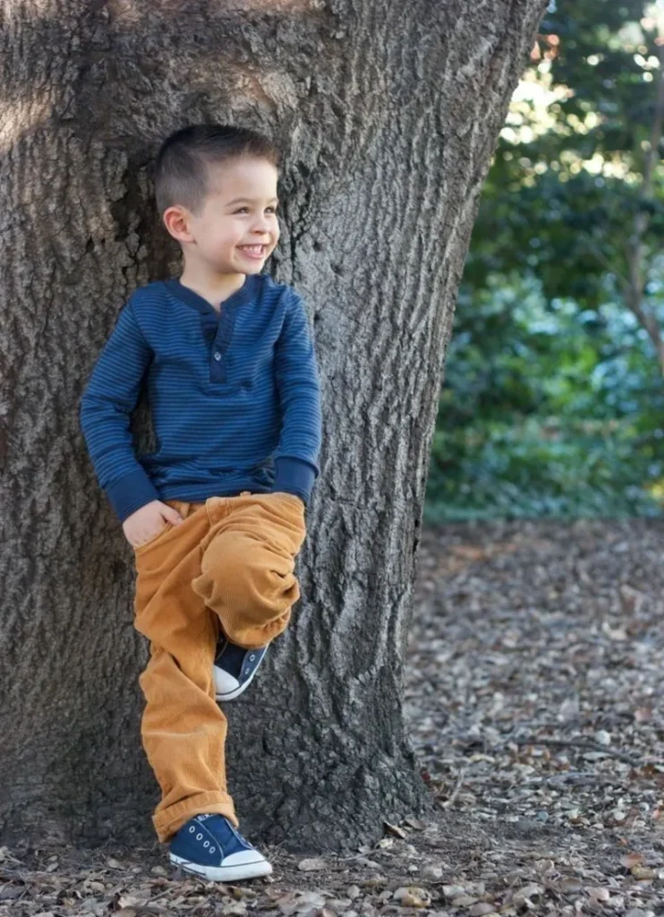 Striped Henley and Corduroy Pants