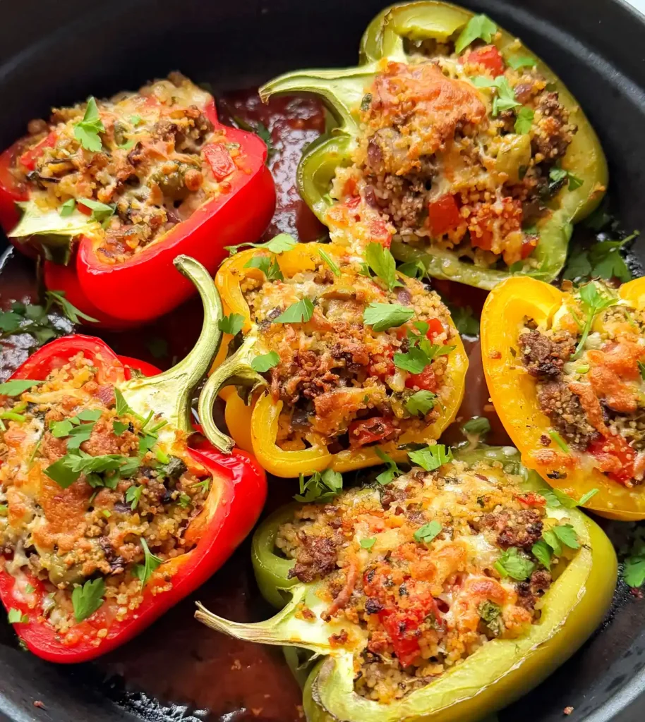 Stuffed Bell Peppers with Ground Turkey and Brown Rice