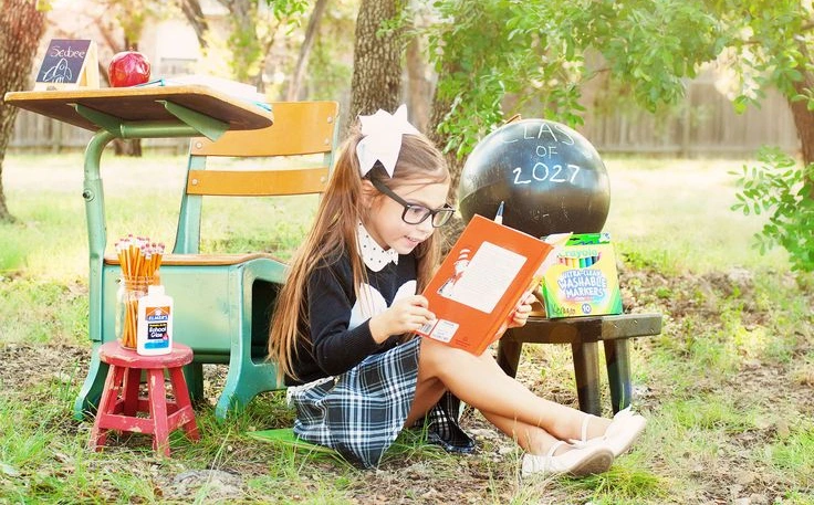 Styled First Day Photo Session with Vintage Classroom Props