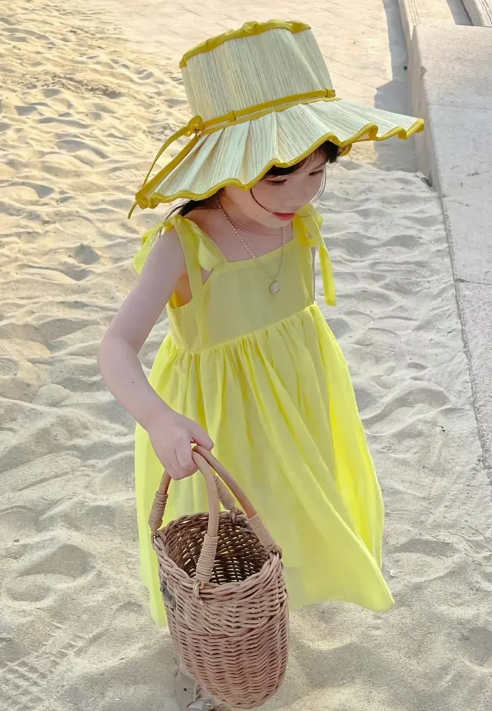 Sunny Yellow Beach Dress with Statement Sun Hat