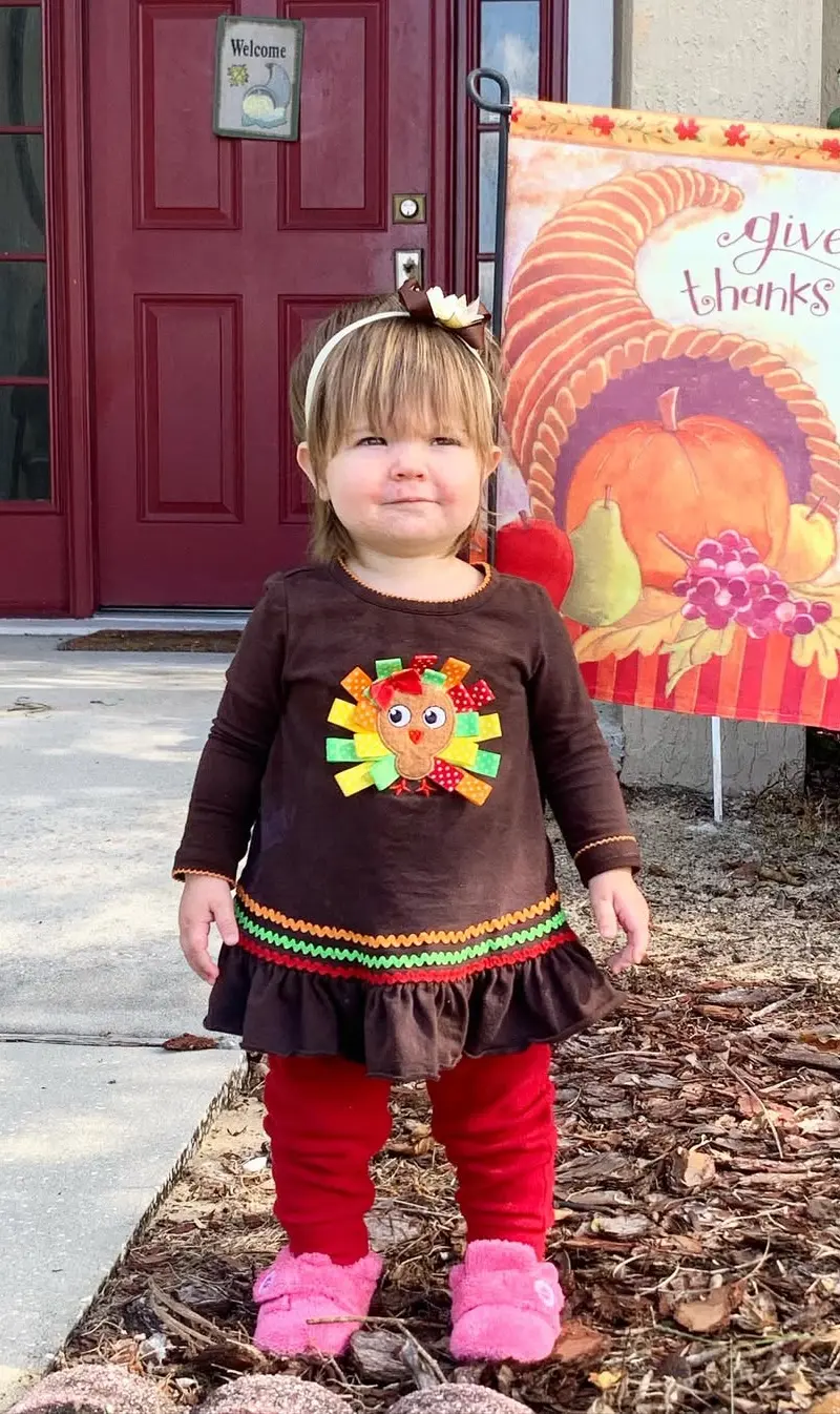 Sweet Toddler in Colorful Turkey Applique Dress