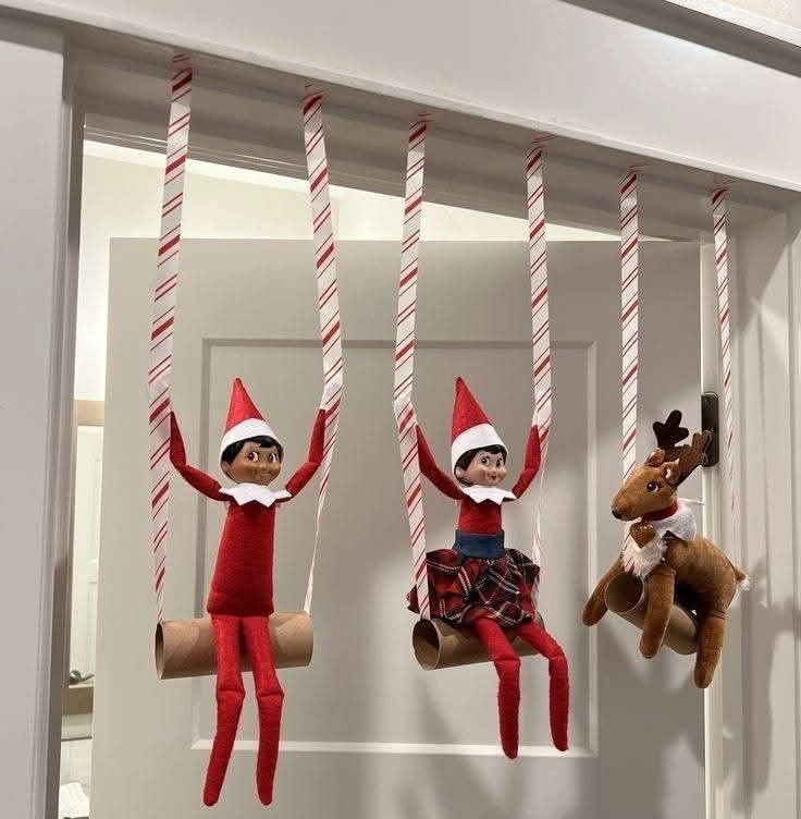 Swinging Elves With Reindeer Friend