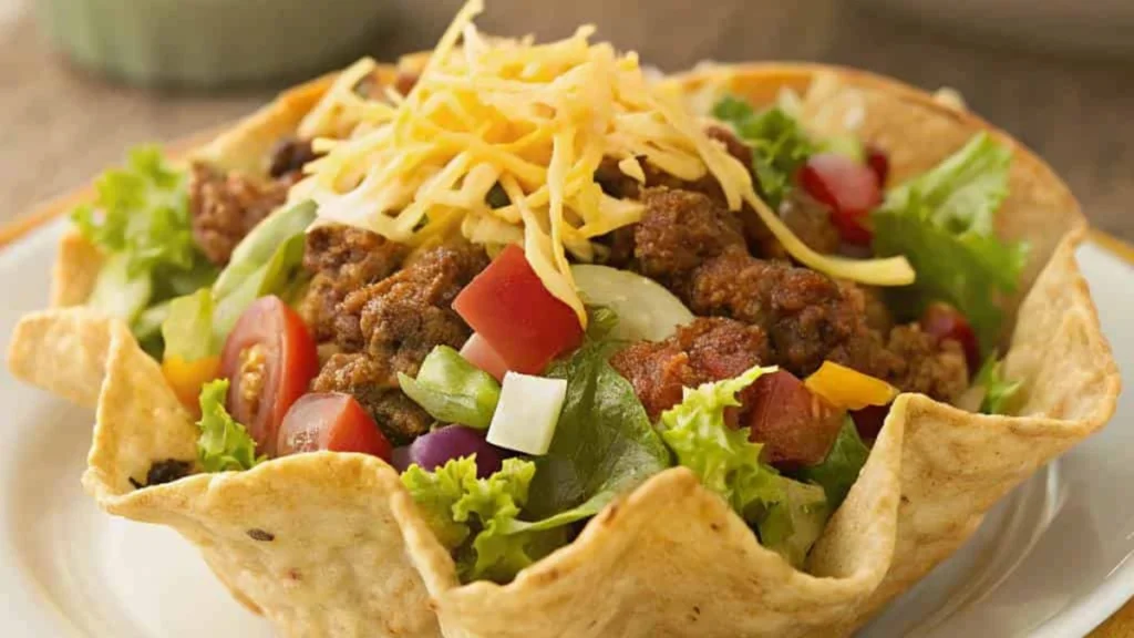 Taco Salad in Baked Tortilla Bowls