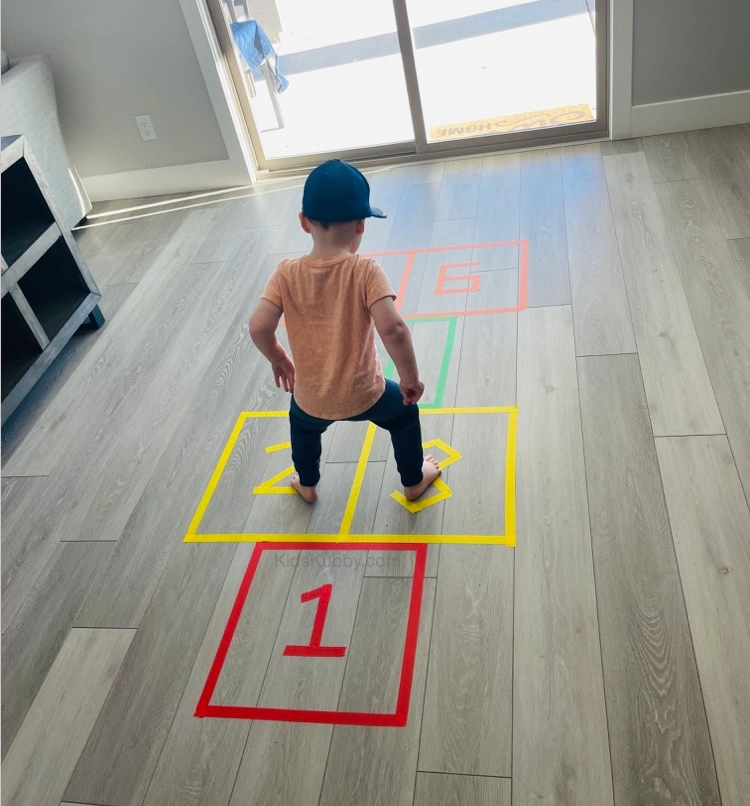 Taped Floor Fun Hopscotch