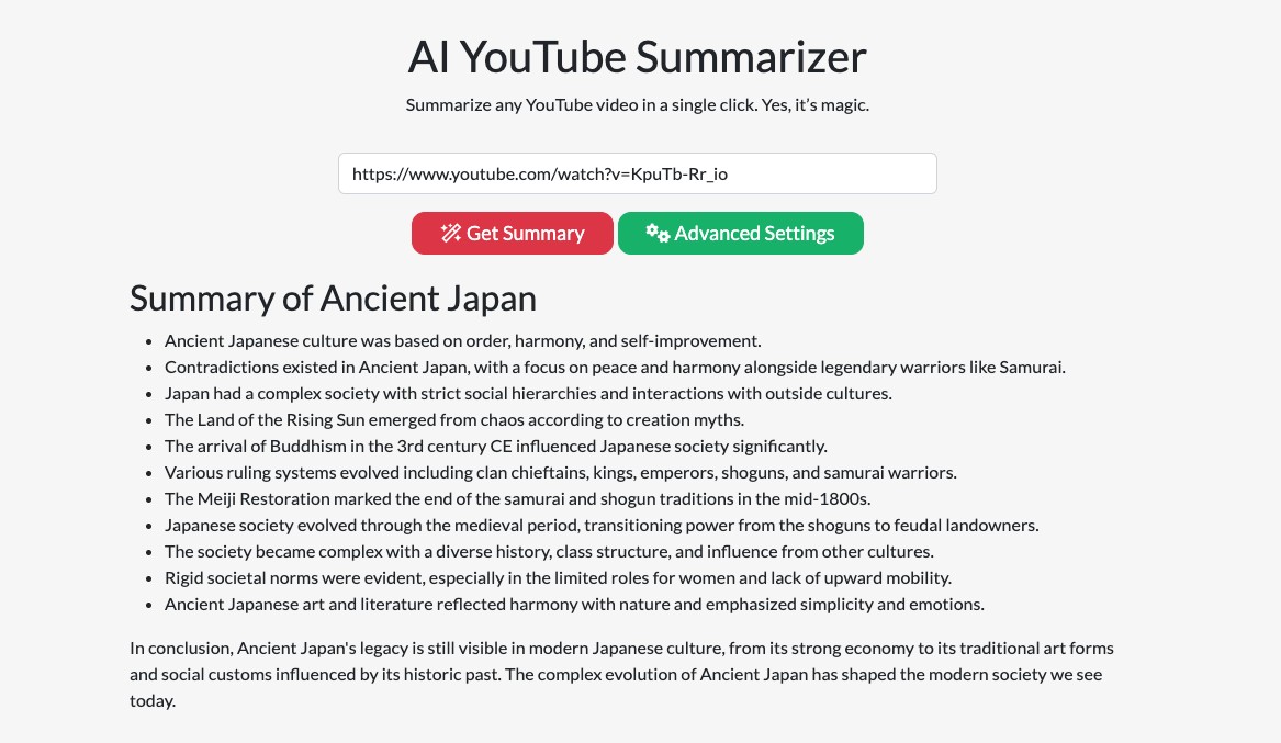 The 'YouTube Video Summary'