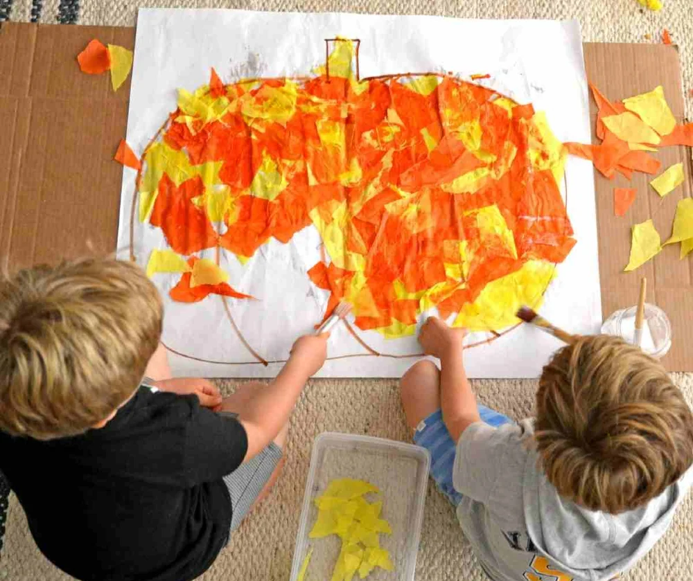 Tissue Paper Pumpkin Fun