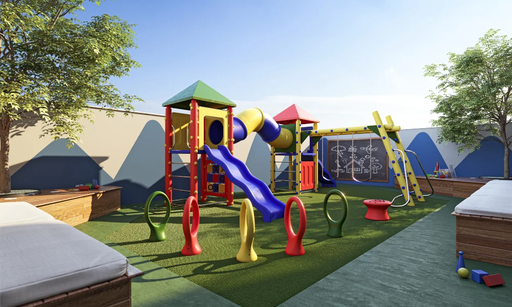 Tunnel Slide and Chalkboard Swing Wall