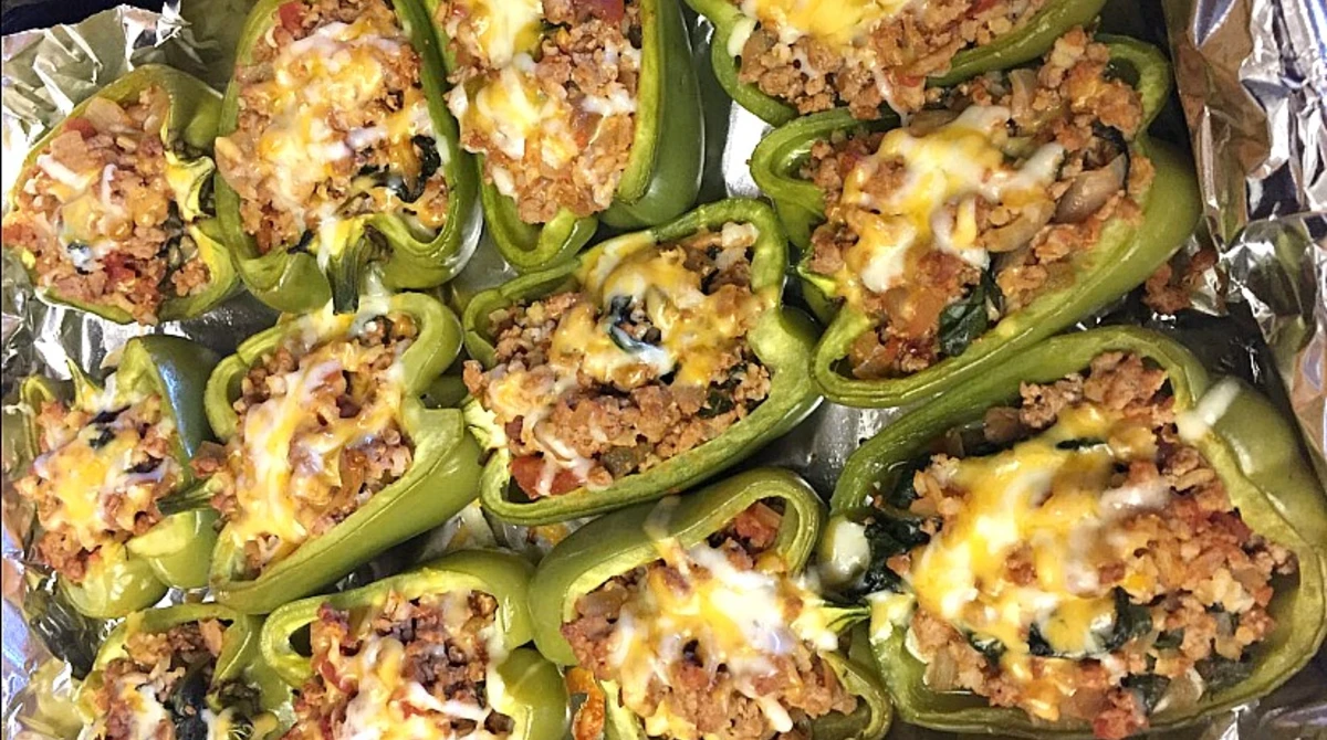 Turkey and Spinach Stuffed Peppers