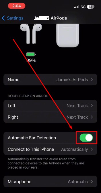 Turn Off Automatic Ear Detection