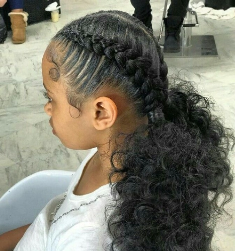 Twin Braid Curly Ponytail