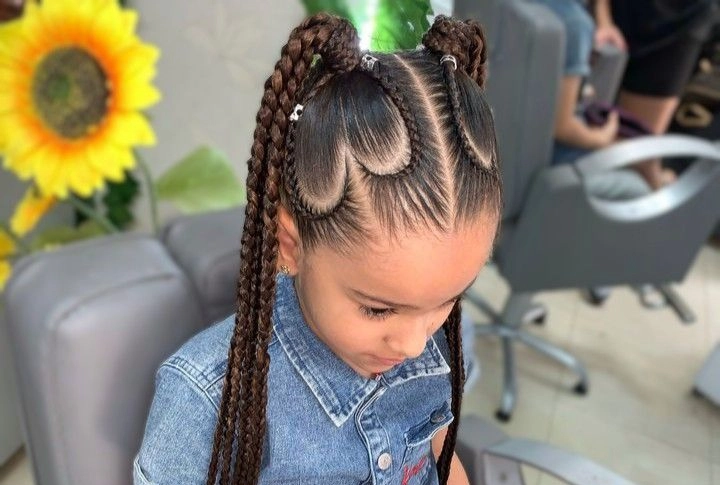 Two Cornrow Braids with Curved Side Parts