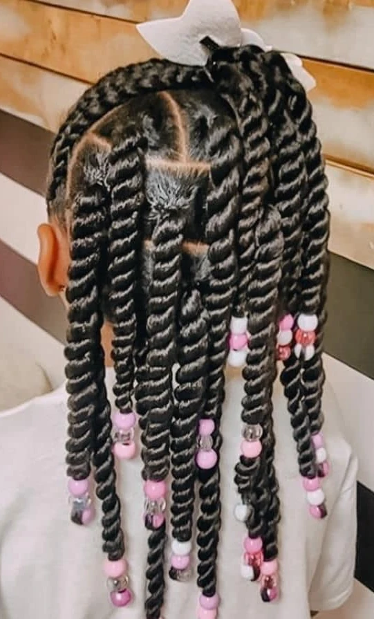 Two-Strand Twists with Beaded Ends