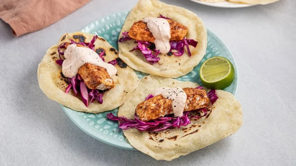 White Fish Tacos with Cabbage Slaw