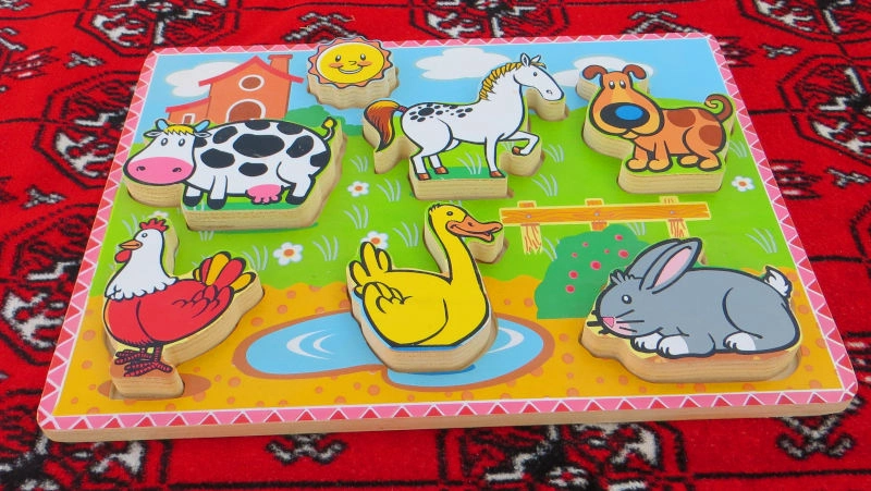 Wooden Farm Animal Chunky Puzzle Board