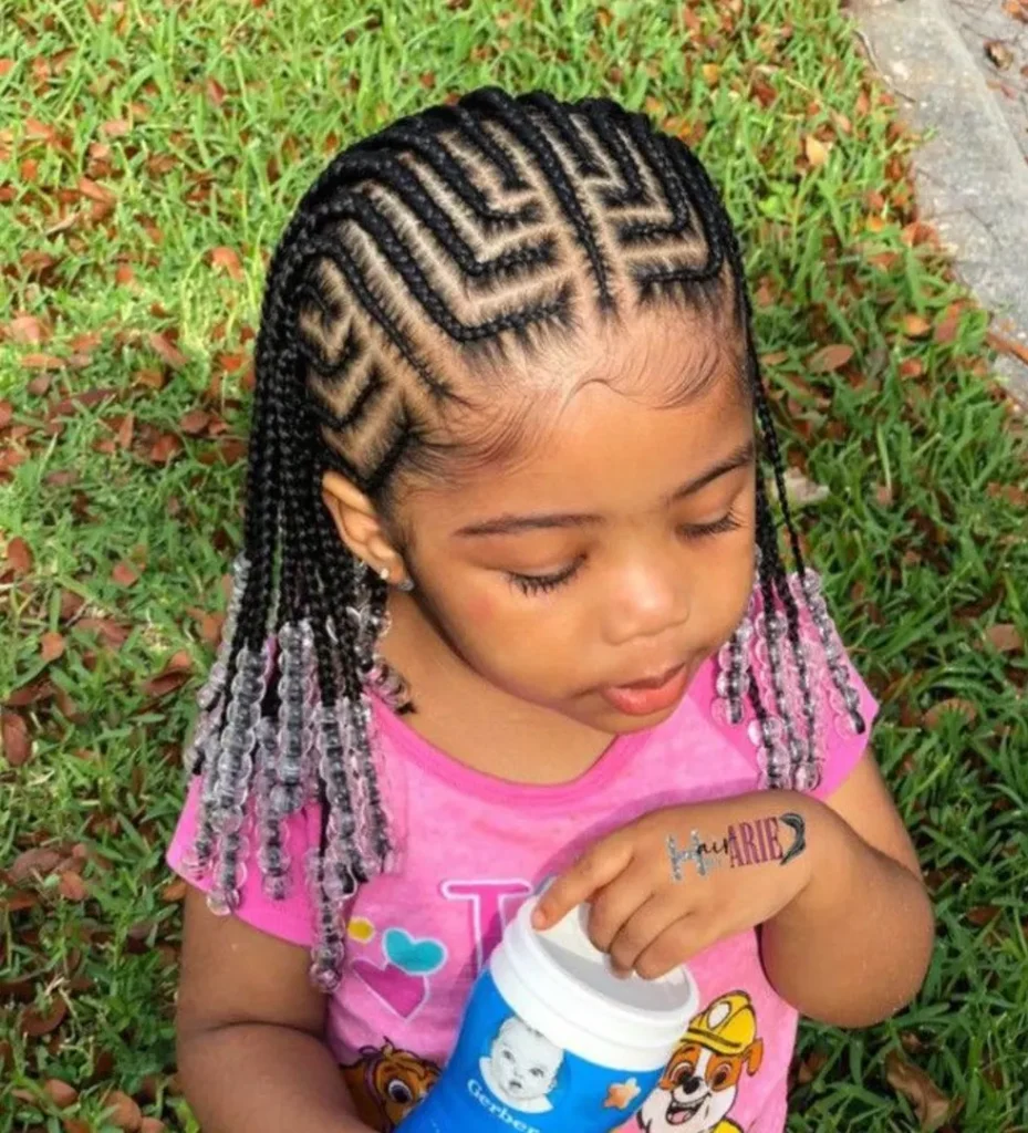 Zigzag Cornrows with Silver Cuffs